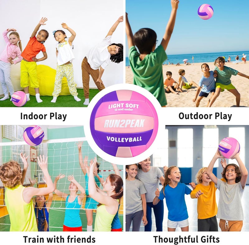RUN2PEAK Light Soft Volleyball - Light Volleyball Designed for Beginners Kids Youth Teen - Lightweight Volleyballs for Indoor Outdoor Beach Backyard Official Size 5 Training Volley Ball - Image 4